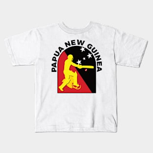 Papua New Guinea Cricket Batsman Papua New Guinea Flag Kids T-Shirt